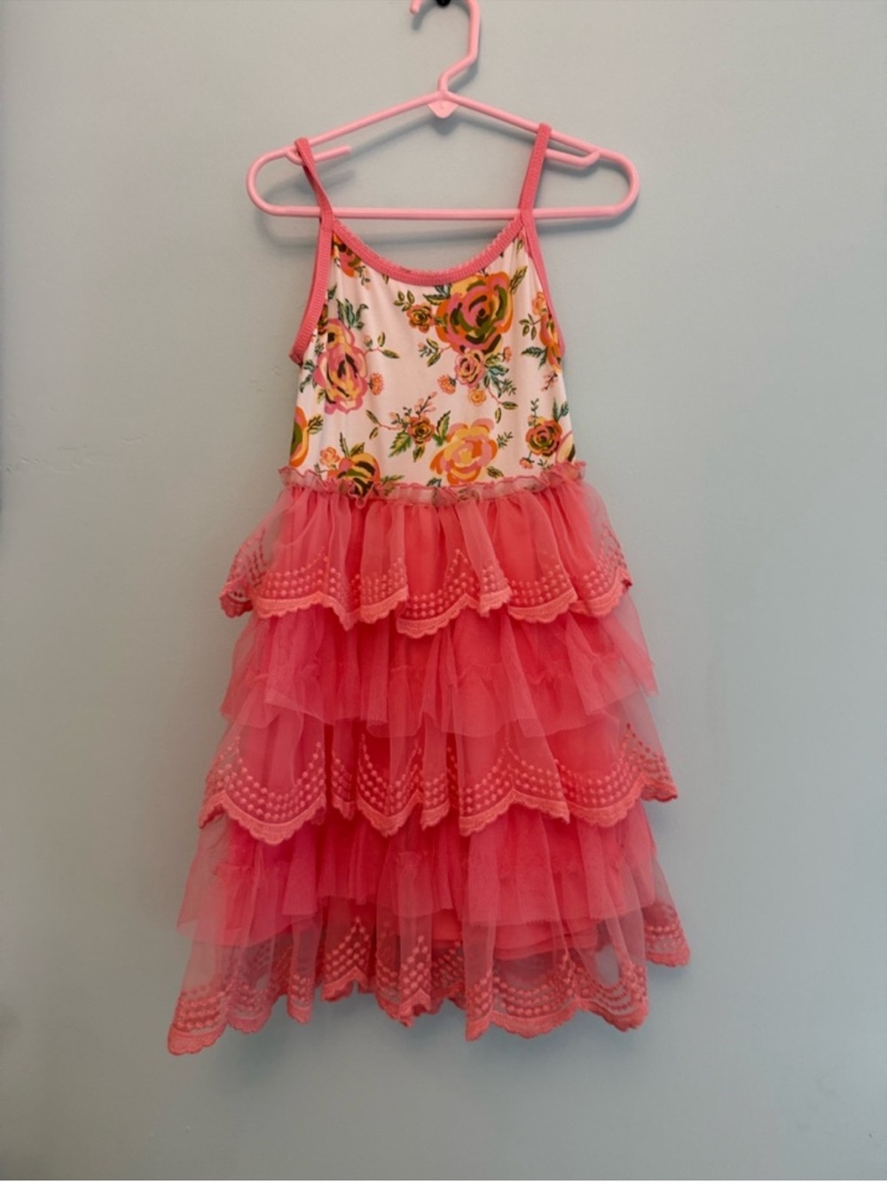 Matilda Jane Pink Floral Tiered Tulle Dress